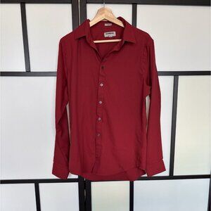 EXPRESS Slim Fit Dress Shirt Red Men’s MEDIUM long Sleeve Preppy Classic Office
